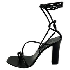 S/S 2002 Gucci by Tom Ford Black Leather Cord Tie Up Sandal Pumps Size 7.5 B