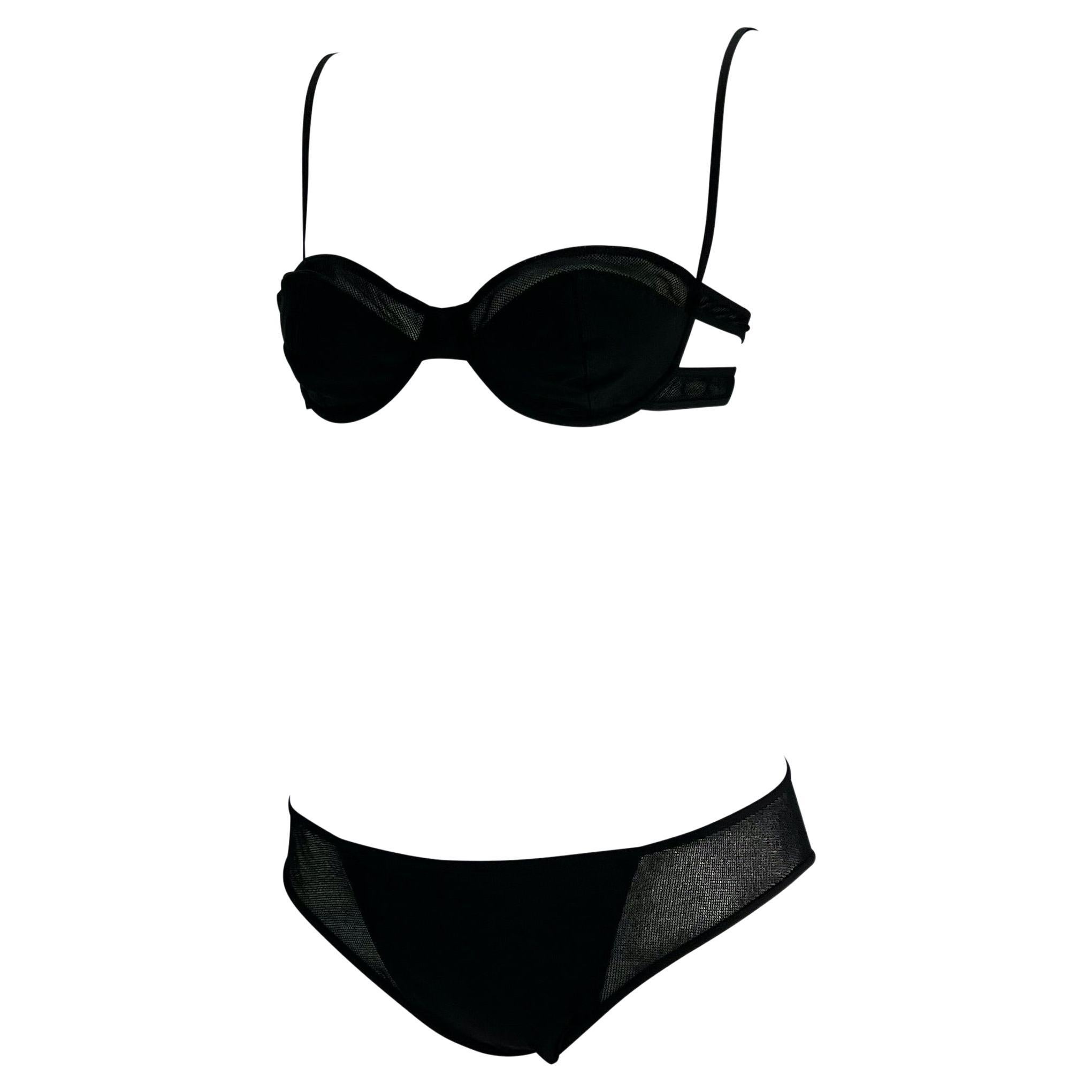 S/S 2002 Gucci by Tom Ford Black Sheer Mesh Bikini Set NWT For Sale