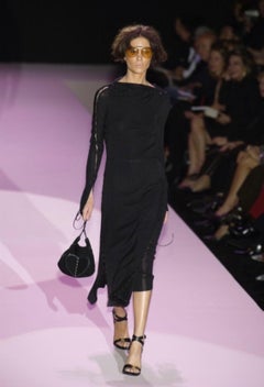 S/S 2002 Gucci by Tom Ford Knit Hook Closure Runway Black Knit Dress Set