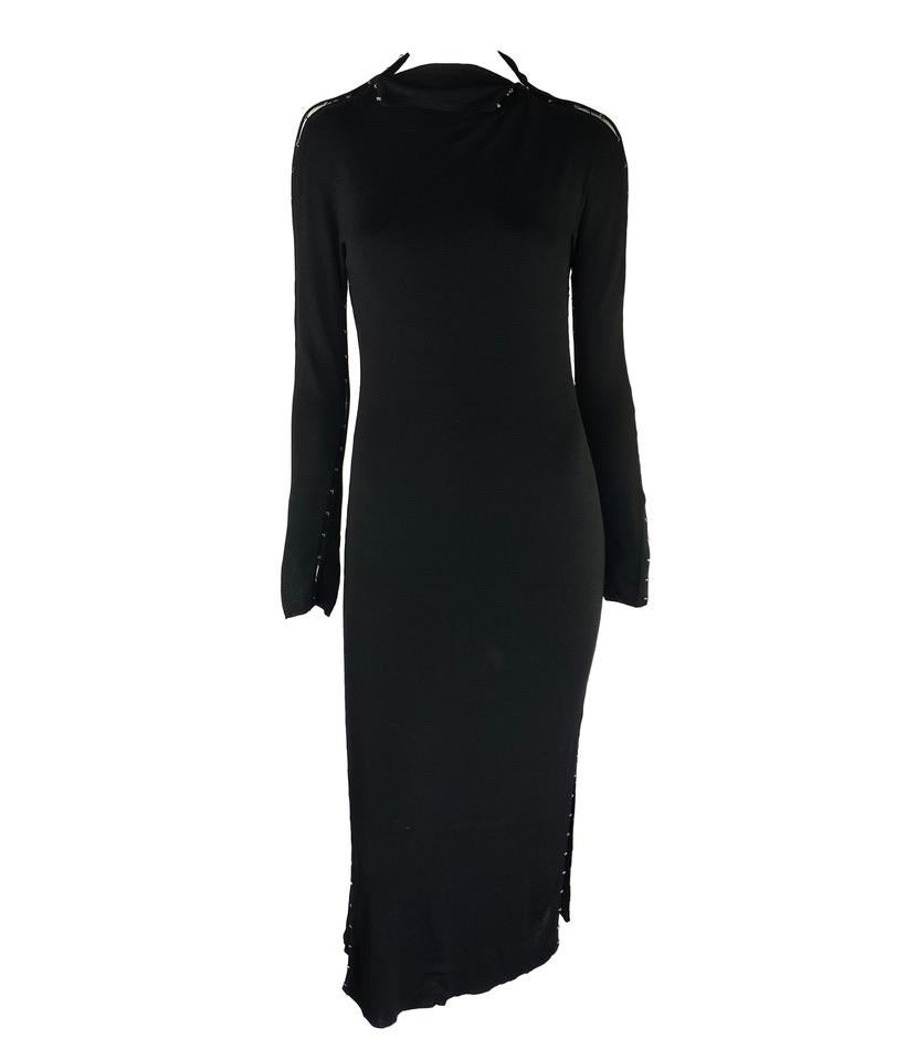 S/S 2002 Gucci by Tom Ford Knit Hook Closure Runway Black Knit Dress Set For Sale 1