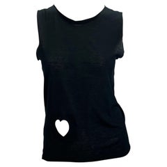 S/S 2002 Gucci by Tom Ford Runway Black Heart Cutout Sheer Stretch Cotton Shirt