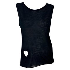 S/S 2002 Gucci by Tom Ford Runway Black Heart Cutout Sheer Stretch Cotton Shirt