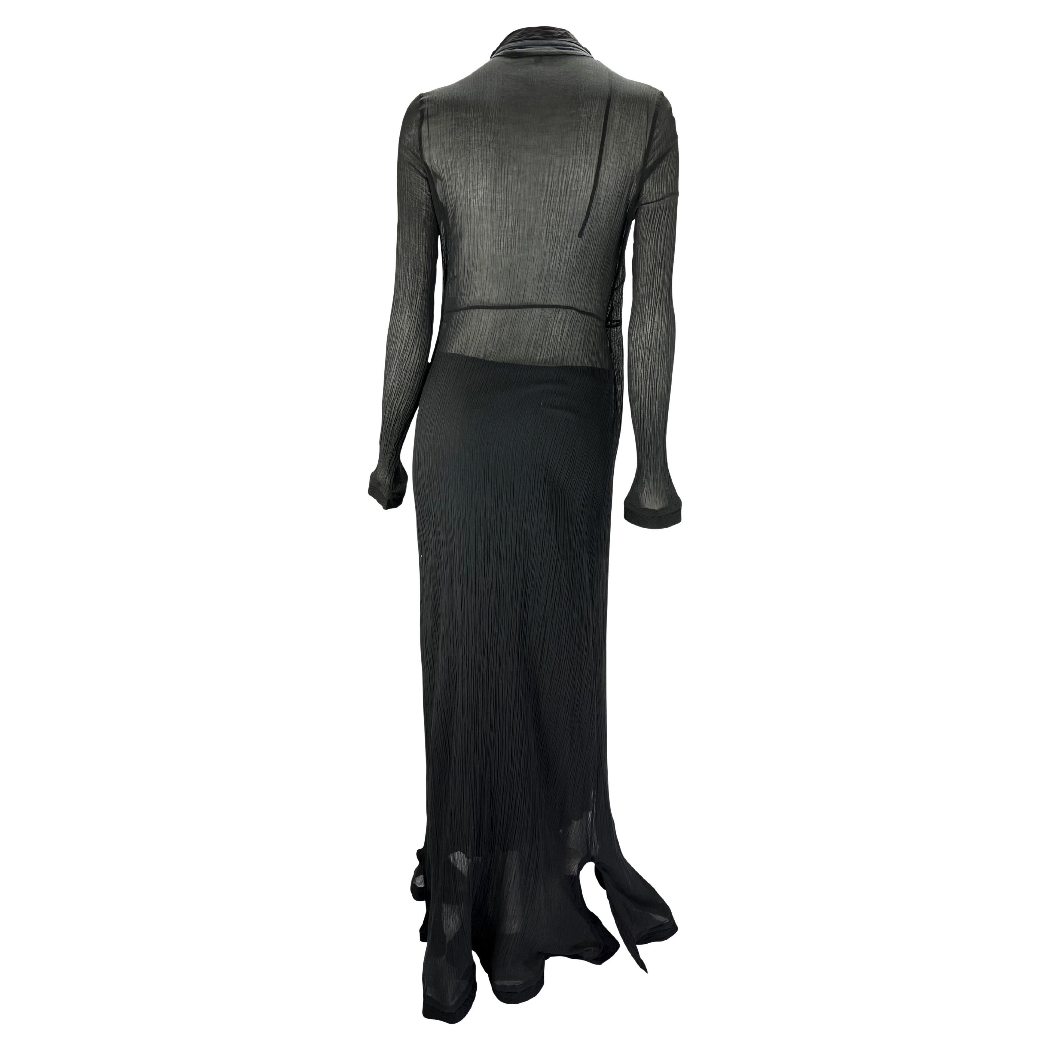 Women's S/S 2002 Gucci by Tom Ford Runway Black Sheer Cotton Duster Dress Set For Sale