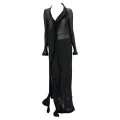 S/S 2002 Gucci by Tom Ford Runway Black Sheer Cotton Duster Dress Set