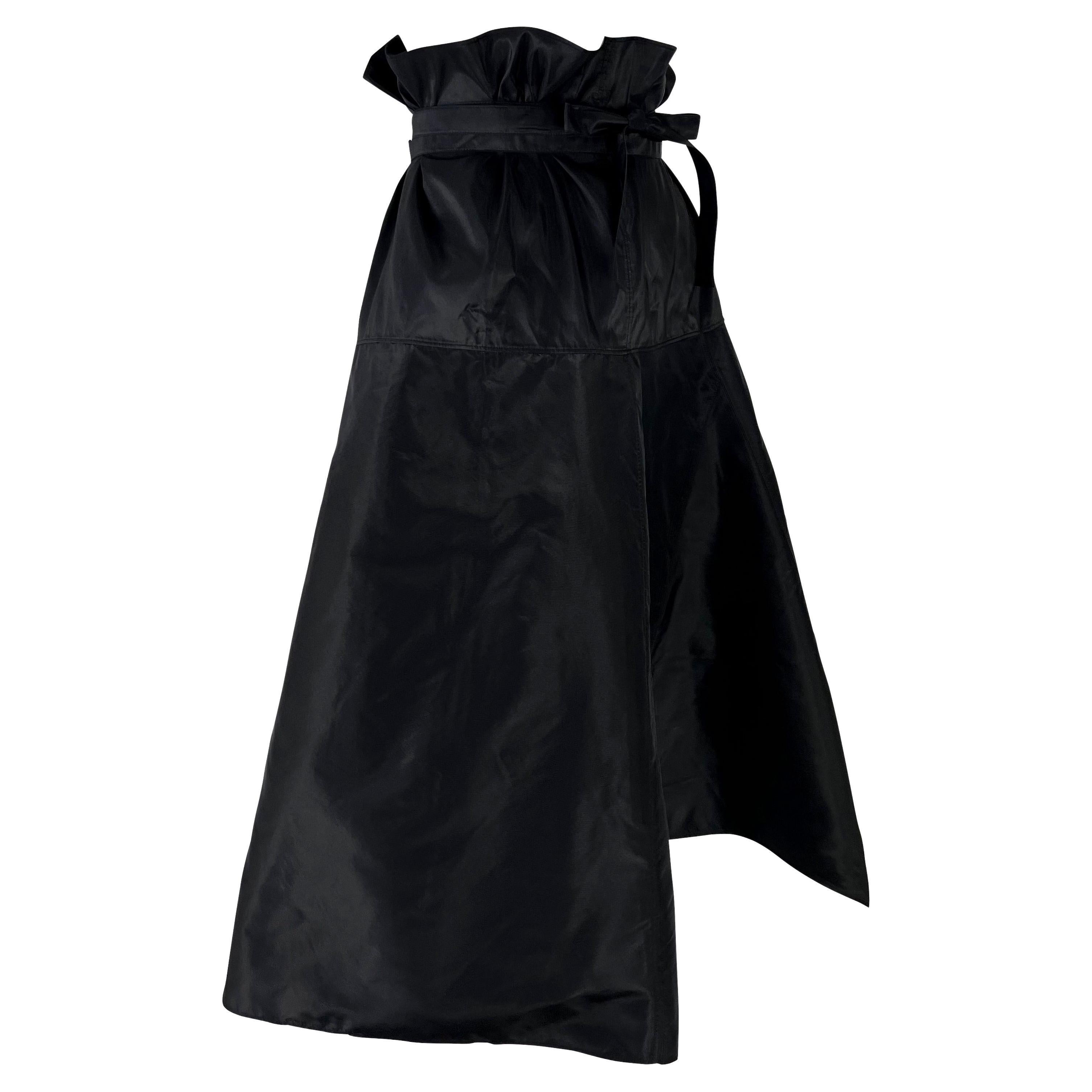 S/S 2002 Gucci by Tom Ford Runway Black Silk Taffeta Belted Wrap Oversized Skirt For Sale 5