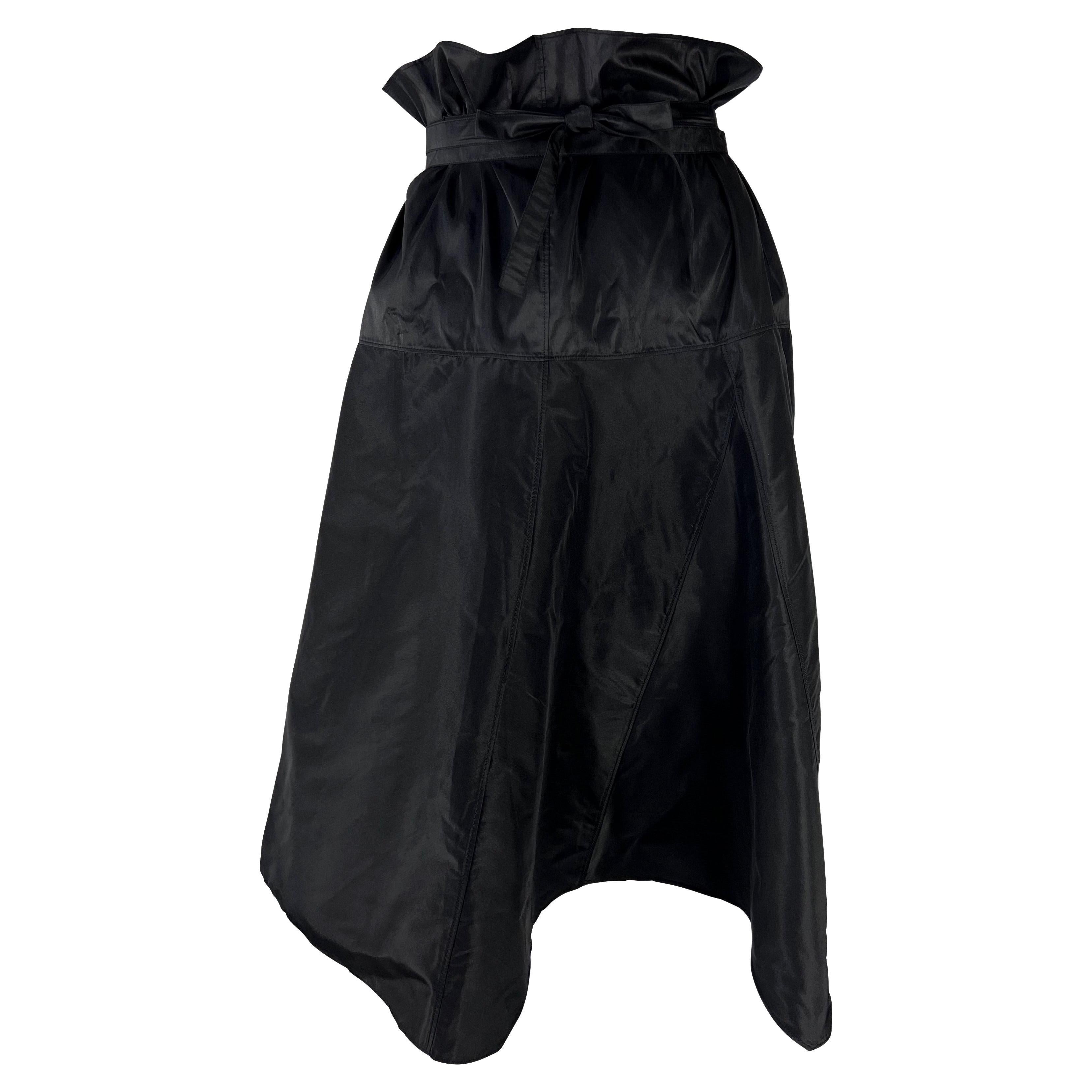 S/S 2002 Gucci by Tom Ford Runway Black Silk Taffeta Belted Wrap Oversized Skirt For Sale