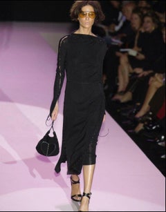 S/S 2002 Gucci by Tom Ford Runway Black Suede Leather Heart Small Crossbody Bag