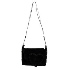S/S 2002 Gucci by Tom Ford Runway Black Suede Leather Heart Small Crossbody Bag