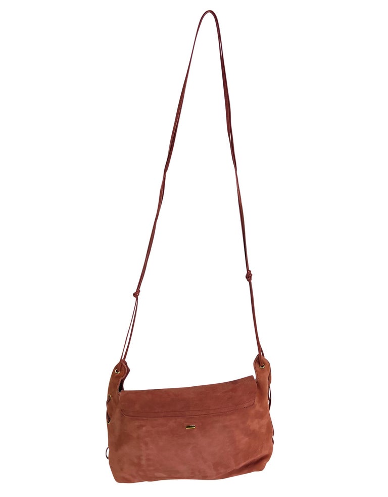 S/S 2002 Gucci by Tom Ford Runway Blush Suede Heart Crossbody Bag 
