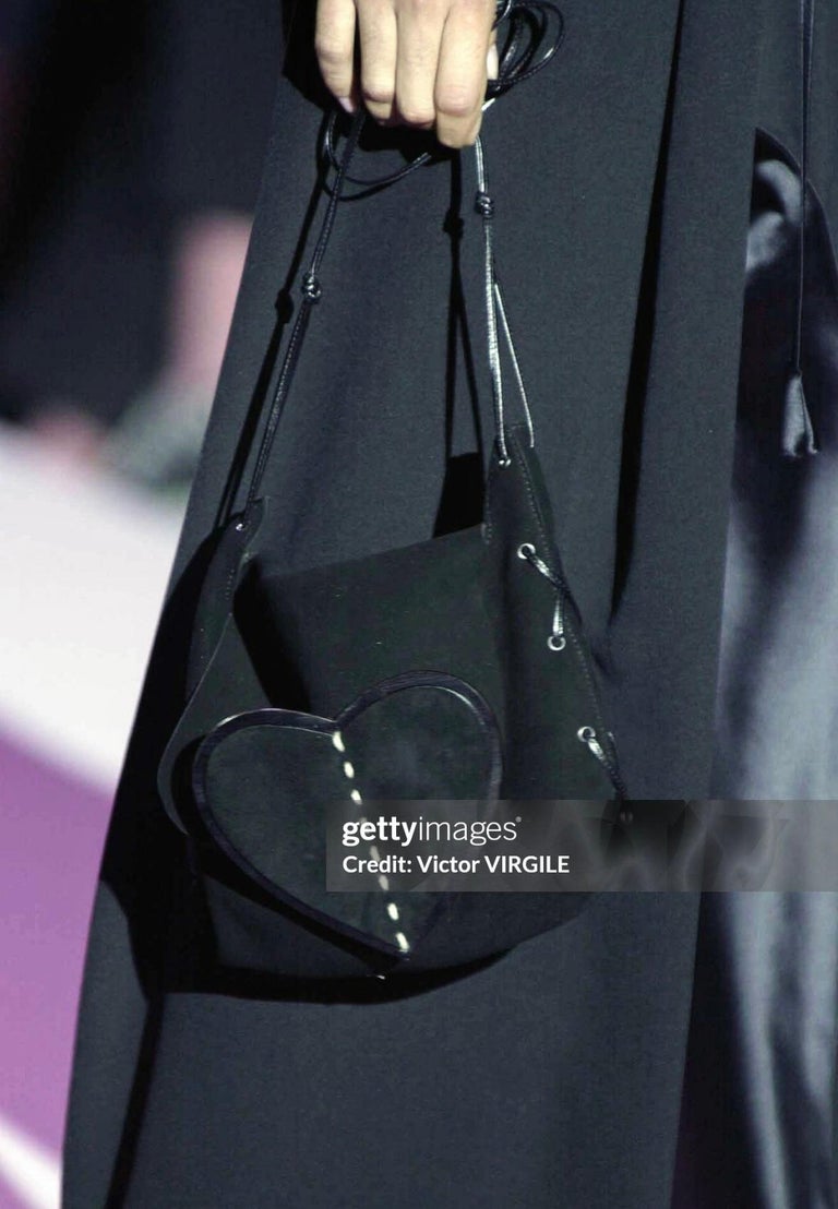 S/S 2002 Gucci by Tom Ford Runway Blush Suede Heart Crossbody Bag 