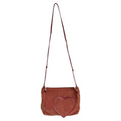 S/S 2002 Gucci by Tom Ford Runway Blush Suede Heart Crossbody Bag