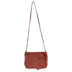 S/S 2002 Gucci by Tom Ford Runway Blush Suede Heart Crossbody Bag 