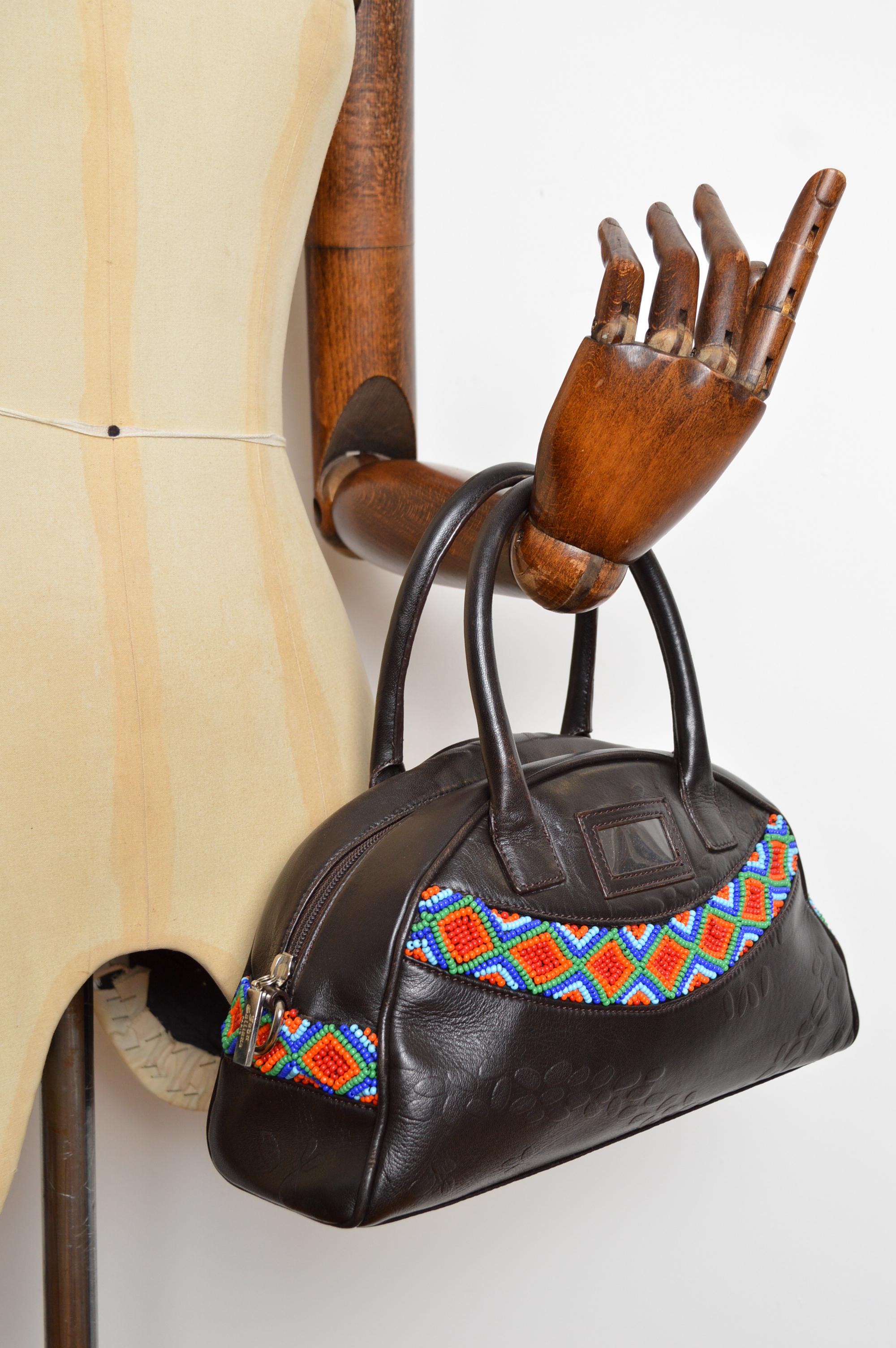 S/S 2002 John Galliano Runway Mini sac en cuir avec perles et chaussures à talons EU40 Bon état - En vente à Sheffield, GB