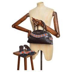 S/S 2002 John Galliano Runway Beaded leather Mini Bag & kitten heel Shoes EU40