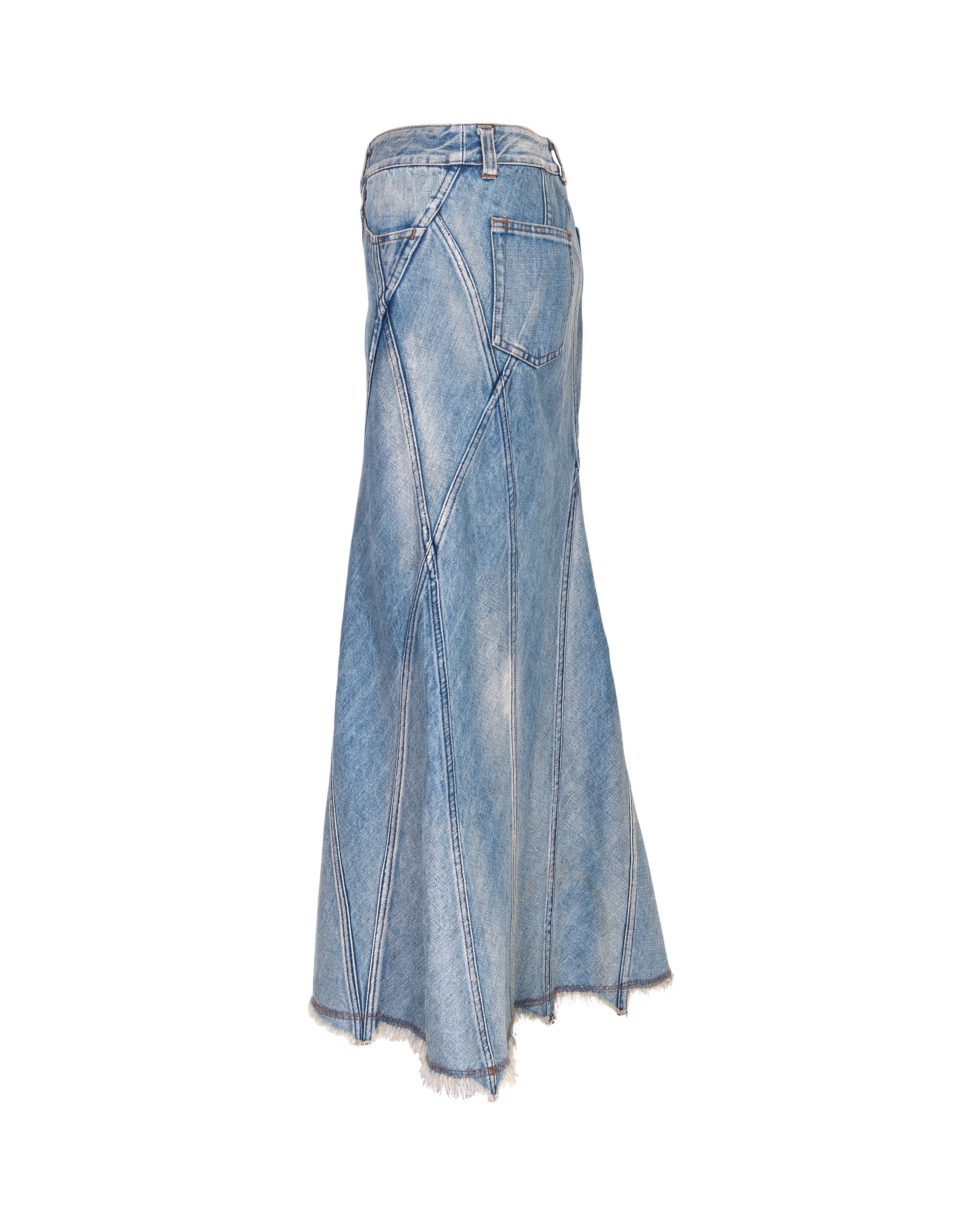 S/S 2002 Junya Watanabe Denim Deconstructed Midi Skirt In Excellent Condition In North Hollywood, CA