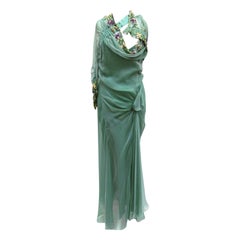 S/S 2002 L#35 John Galliano for Christian Dior Embellished Silk Hooded Caftan