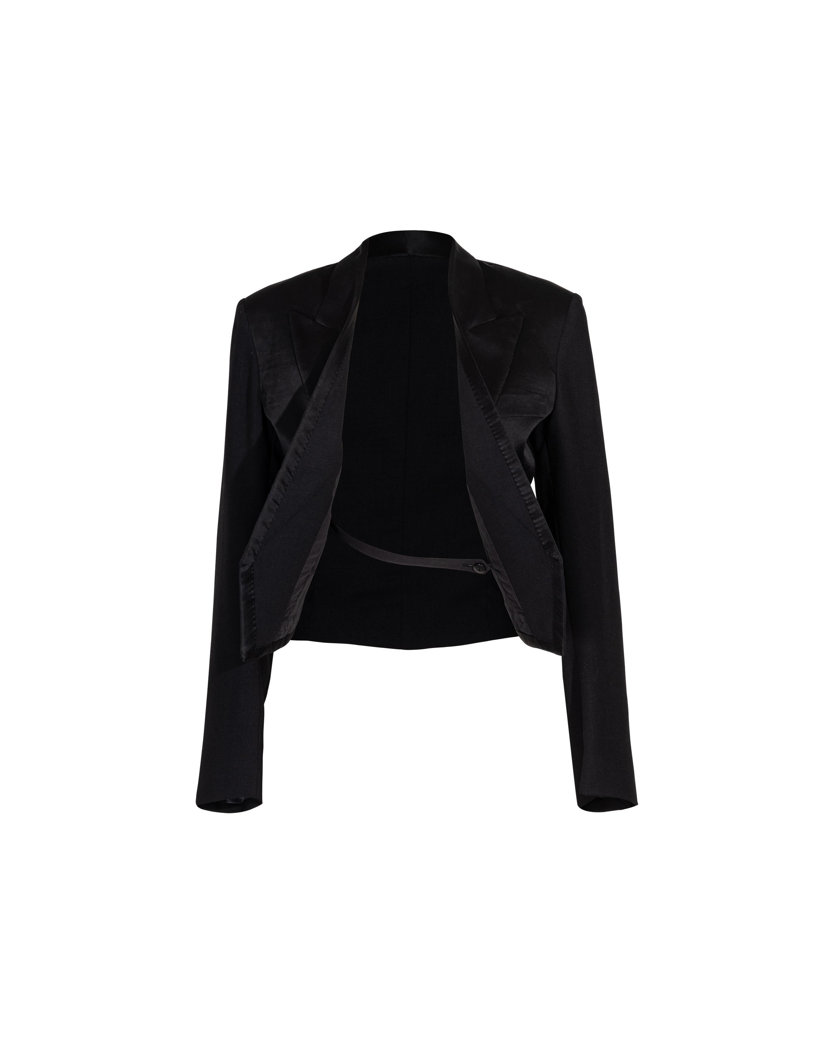 S/S 2002 Maison Martin Margiela Black Cropped Wool Tuxedo Jacket For Sale 2