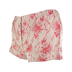 S/S 2002 Prada Blush Red Floral Jacquard Silk Satin Hot Pants Short Shorts