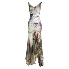 Maxi Vestido de Seda Floral S/S 2002 Roberto Cavalli Runway
