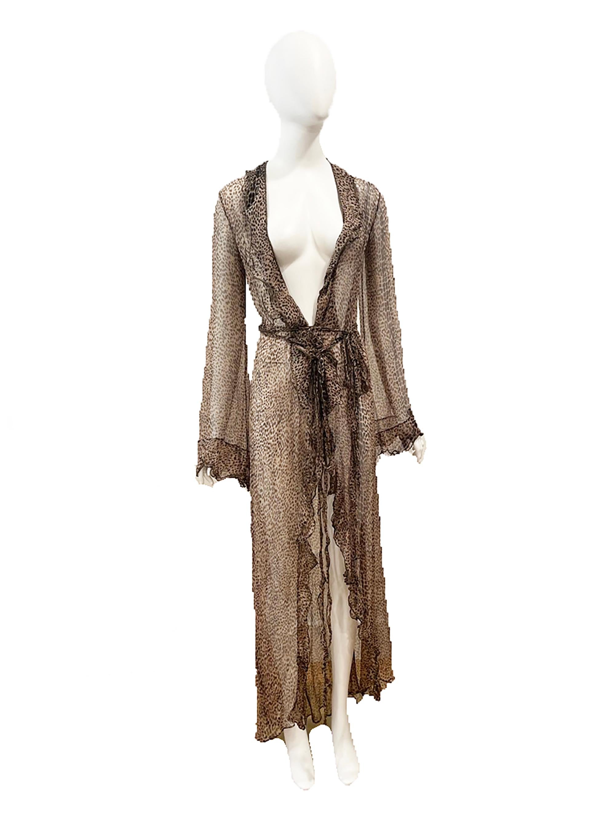 S/S 2002 Roberto Cavalli Runway Sheer Leopard Silk Wrap Dress
Condition: Excellent
Silk
Made in Italy
Bust: 32