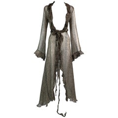 S/S 2002 Roberto Cavalli Runway Sheer Leopard Silk Wrap Maxi Dress