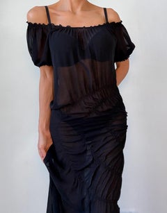 S/S 2002 Sheer Spiral Ruching Cut Out Dress