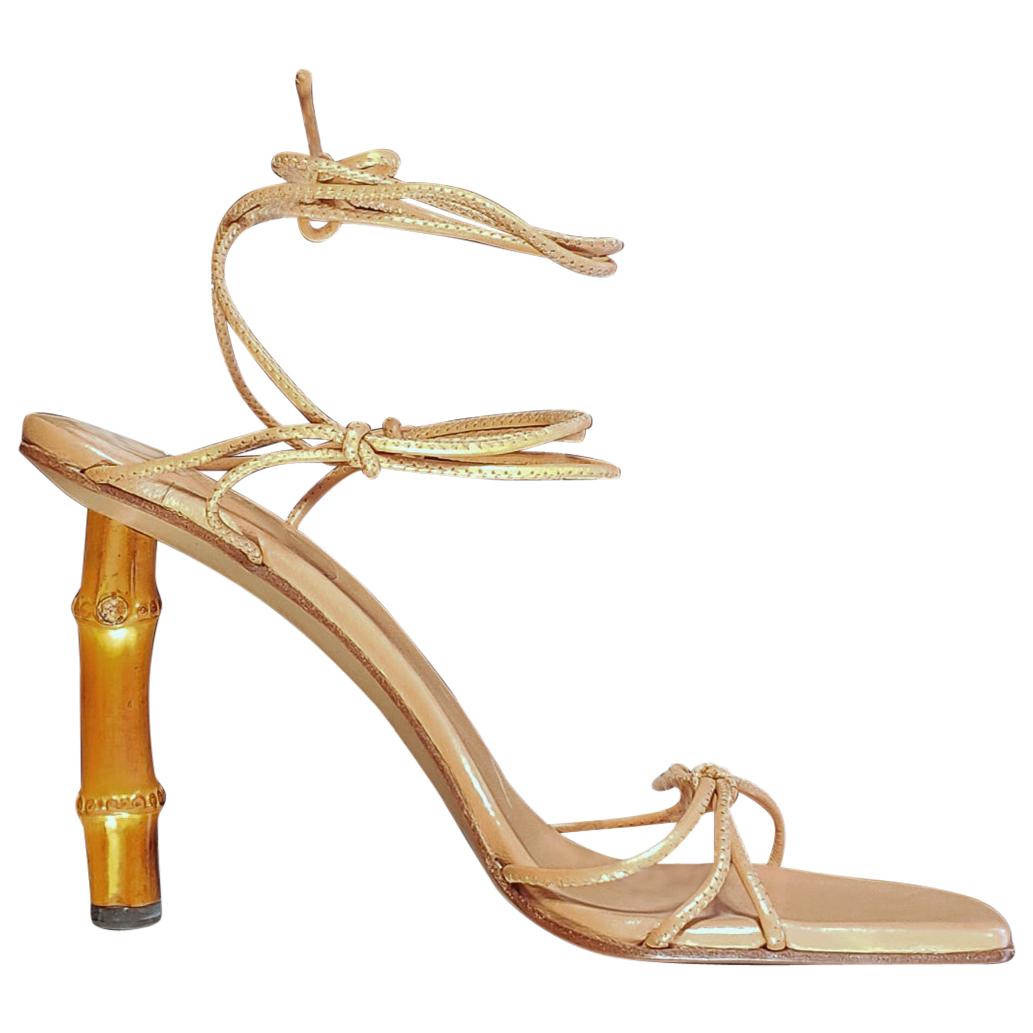 S/S 2002 TOM FORD for GUCCI NUDE BAMBOO HEEL SHOES 10.5 at 1stDibs