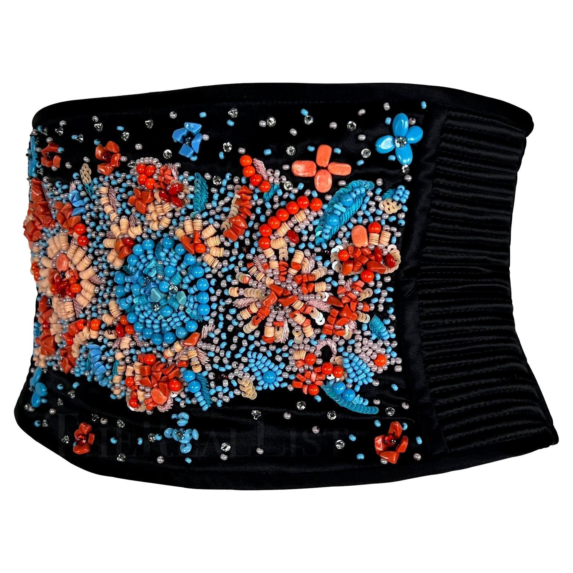 F/S 2002 Valentino Garavani Laufsteg Ad Schwarzer gesteppter, perlenbesetzter Korsett-Gürtel mit Taille im Angebot 5