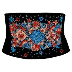 S/S 2002 Valentino Garavani Runway Ad Black Quilted Beaded Corset Waist Belt