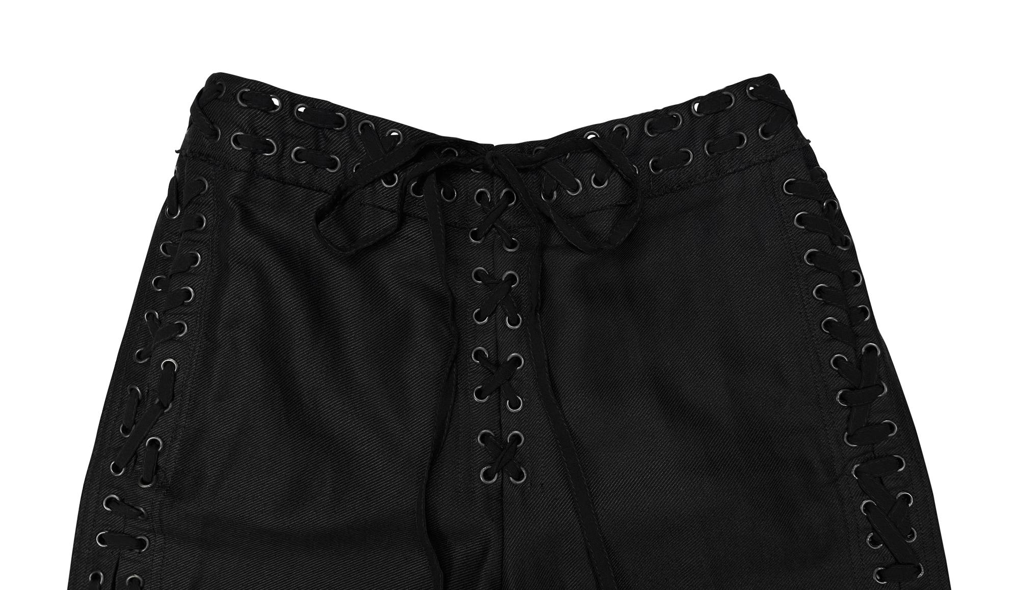 S/S 2002 Yves Saint Laurent by Tom Ford Black Denim Lace Up Pants In Excellent Condition For Sale In West Hollywood, CA