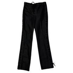 S/S 2002 Yves Saint Laurent by Tom Ford Black Denim Lace Up Pants