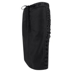 S/S 2002 Yves Saint Laurent by Tom Ford Black Lace-Up Twill Pencil Skirt
