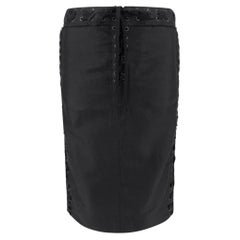 S/S 2002 Yves Saint Laurent by Tom Ford Black Lace-Up Twill Pencil Skirt