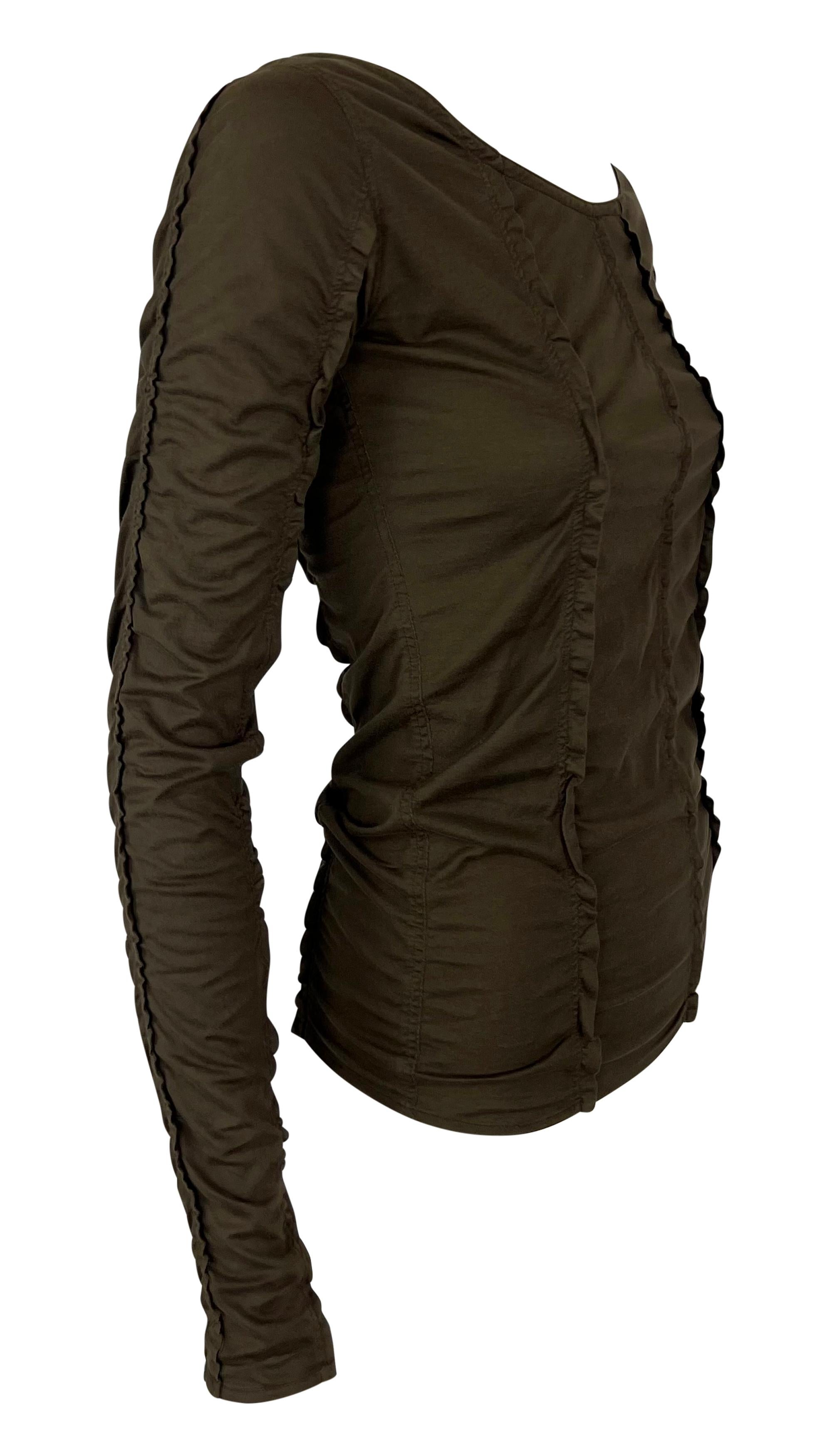 Top a maniche lunghe con pannello elasticizzato marrone di Tom Ford per la P/E 2002 Yves Saint Laurent by Tom Ford in vendita 2
