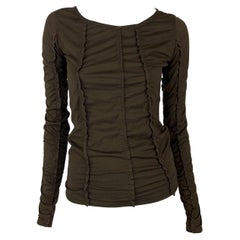 S/S 2002 Yves Saint Laurent for Tom Ford Braunes langärmeliges Oberteil mit Stretcheinsätzen