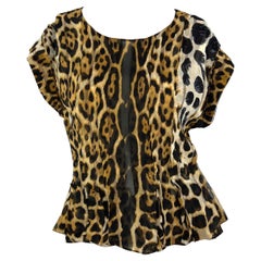 F/S 2002 Yves Saint Laurent by Tom Ford Jaguar Print Transparentes Seidenoberteil mit Jaguar-Druck