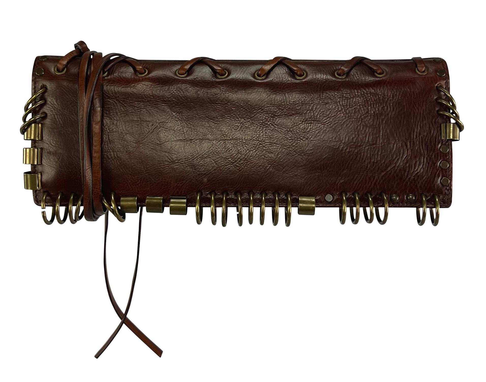 Women's S/S 2002 Yves Saint Laurent by Tom Ford Pierced Brown Leather Small Clutch