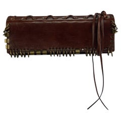 S/S 2002 Yves Saint Laurent by Tom Ford Pierced Brown Leather Small Clutch