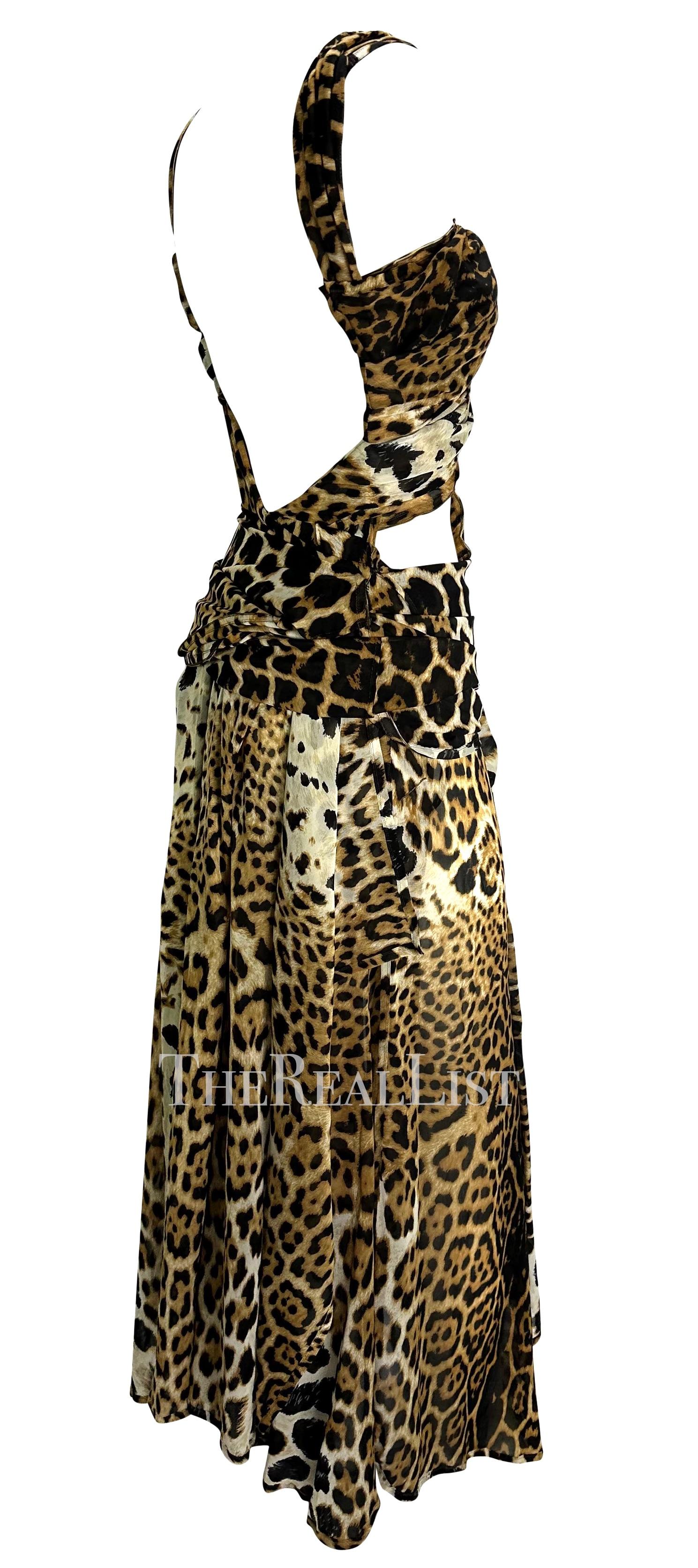 S/S 2002 Yves Saint Laurent by Tom Ford Runway Cheetah Print Chiffon Wrap Gown For Sale 9
