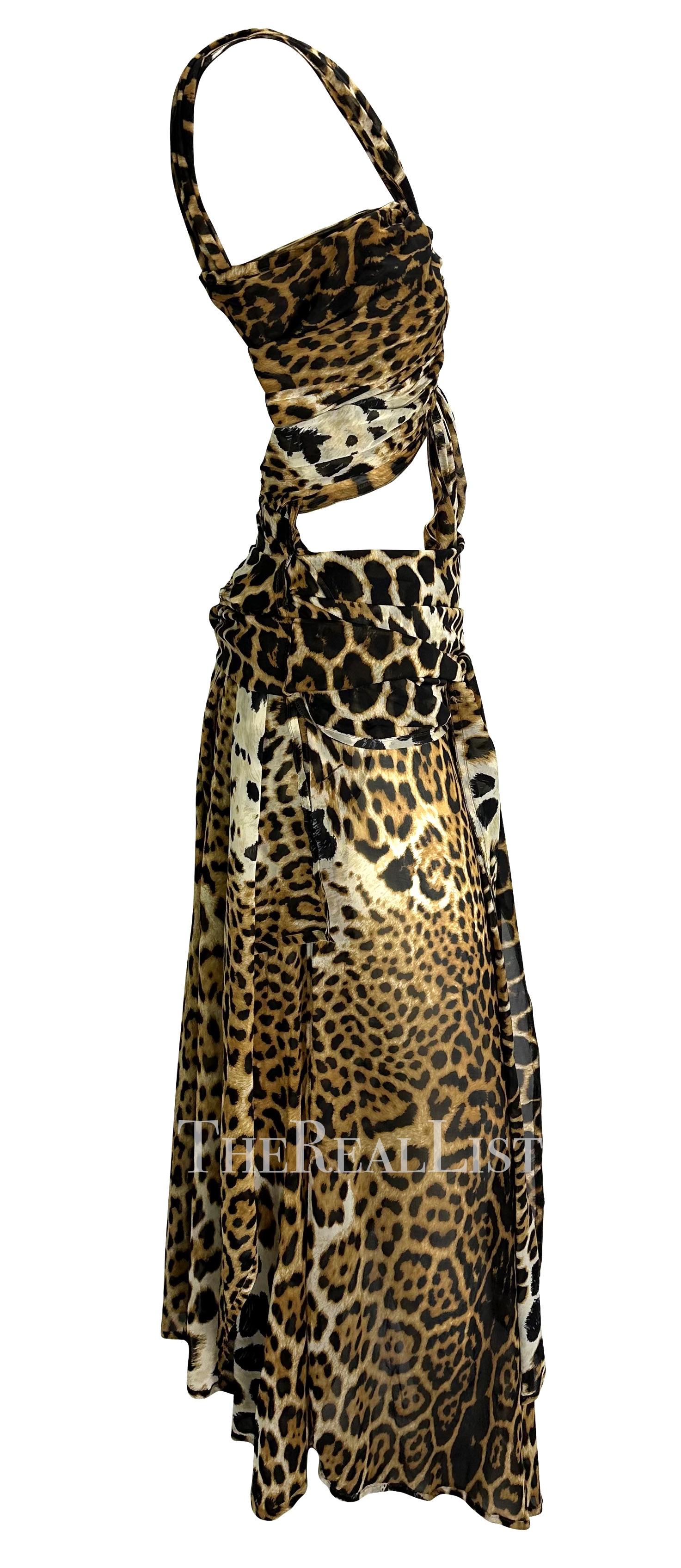 S/S 2002 Yves Saint Laurent by Tom Ford Runway Cheetah Print Chiffon Wrap Gown For Sale 10