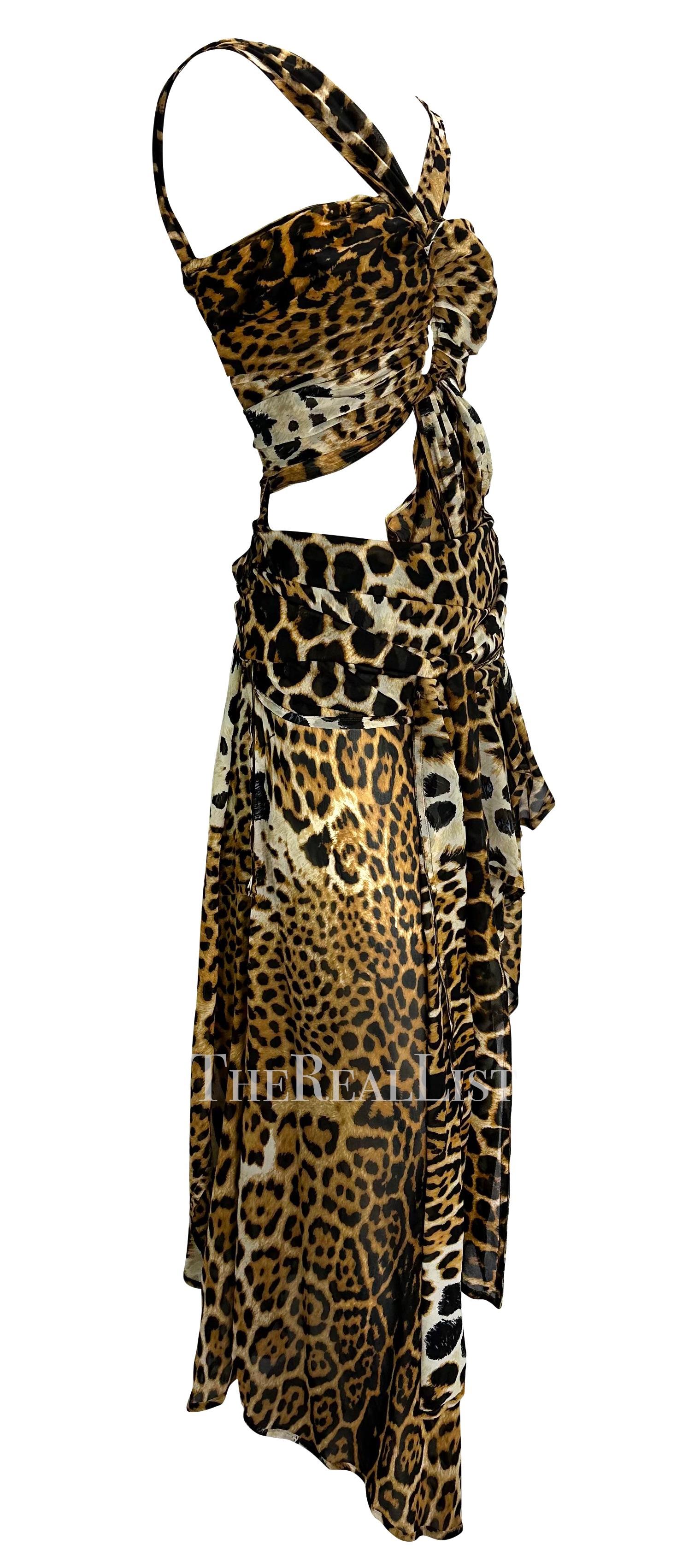 S/S 2002 Yves Saint Laurent by Tom Ford Runway Cheetah Print Chiffon Wrap Gown For Sale 11