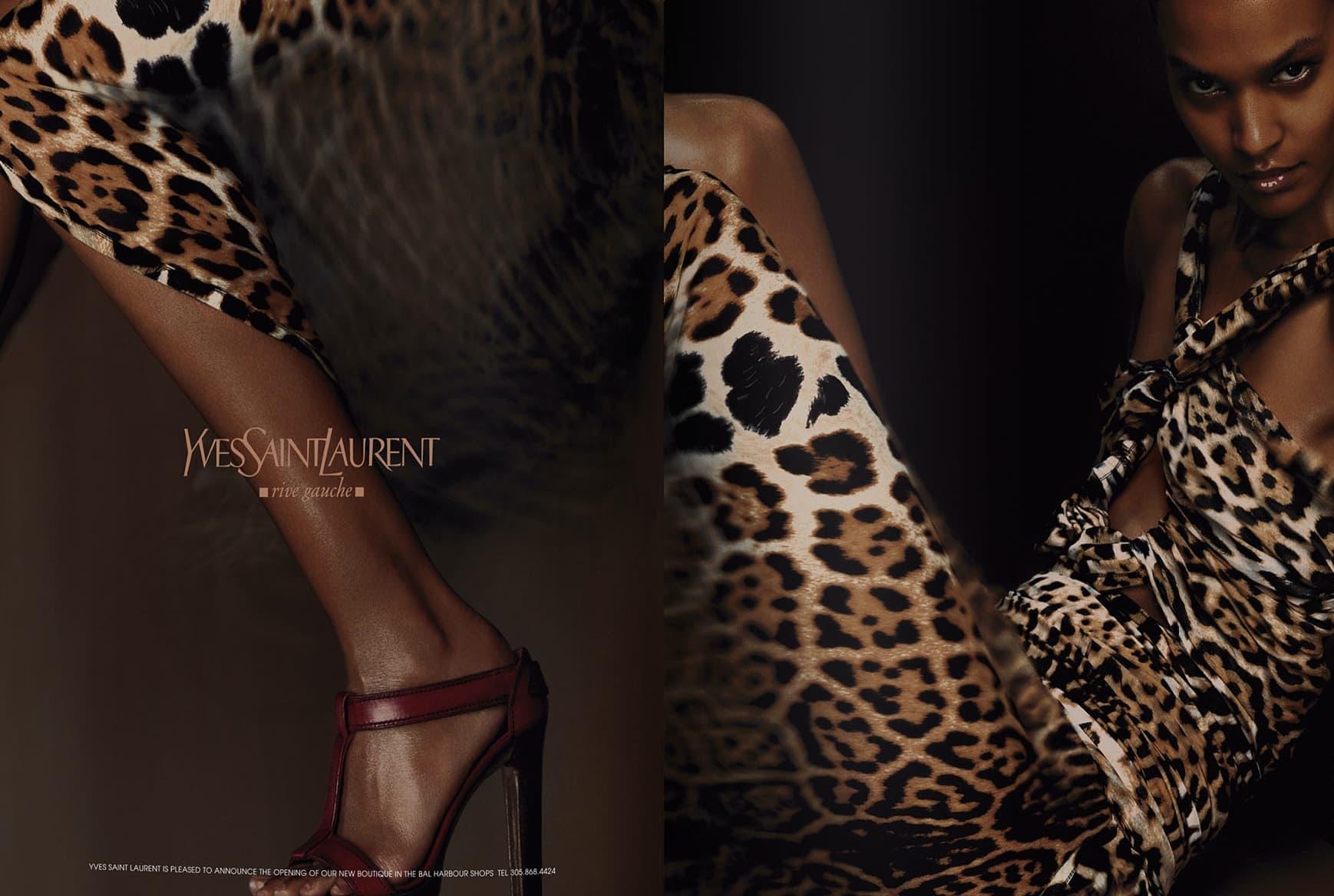 F/S 2002 Yves Saint Laurent by Tom Ford Laufsteg Jaguar Print Chiffon-Wickelkleid Damen im Angebot