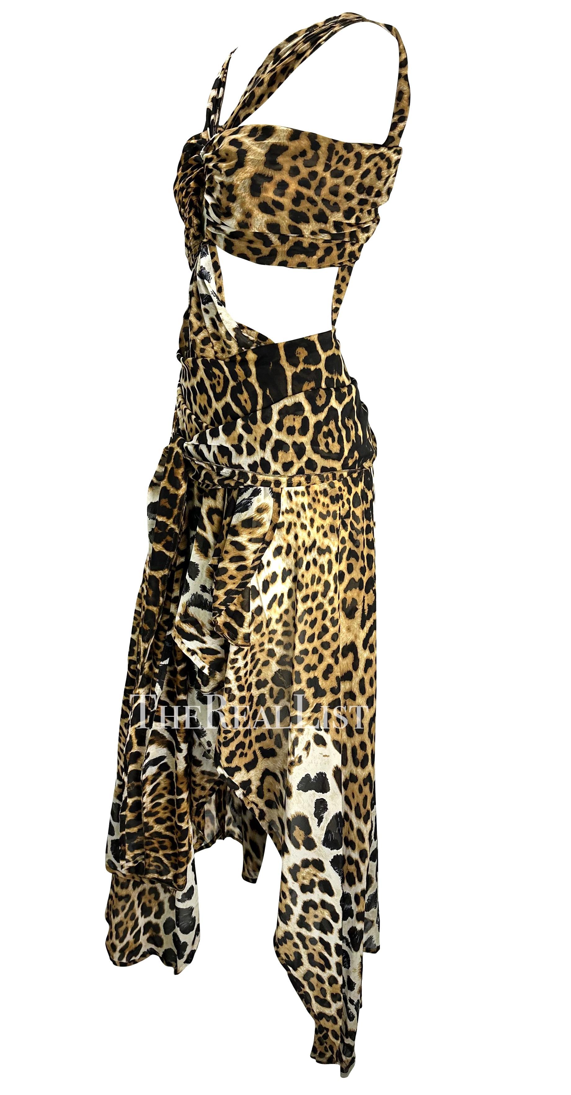 S/S 2002 Yves Saint Laurent by Tom Ford Runway Cheetah Print Chiffon Wrap Gown For Sale 1