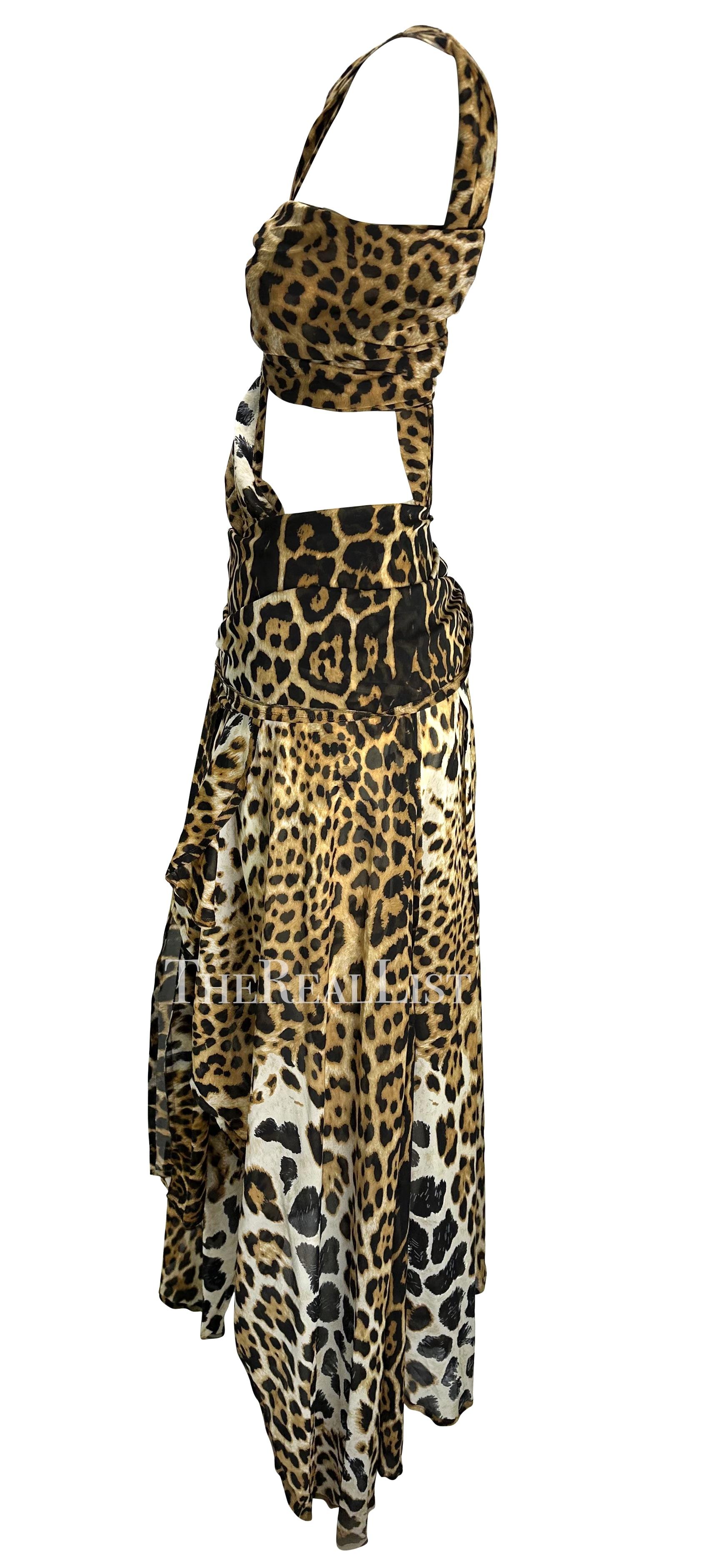 S/S 2002 Yves Saint Laurent by Tom Ford Runway Cheetah Print Chiffon Wrap Gown For Sale 3