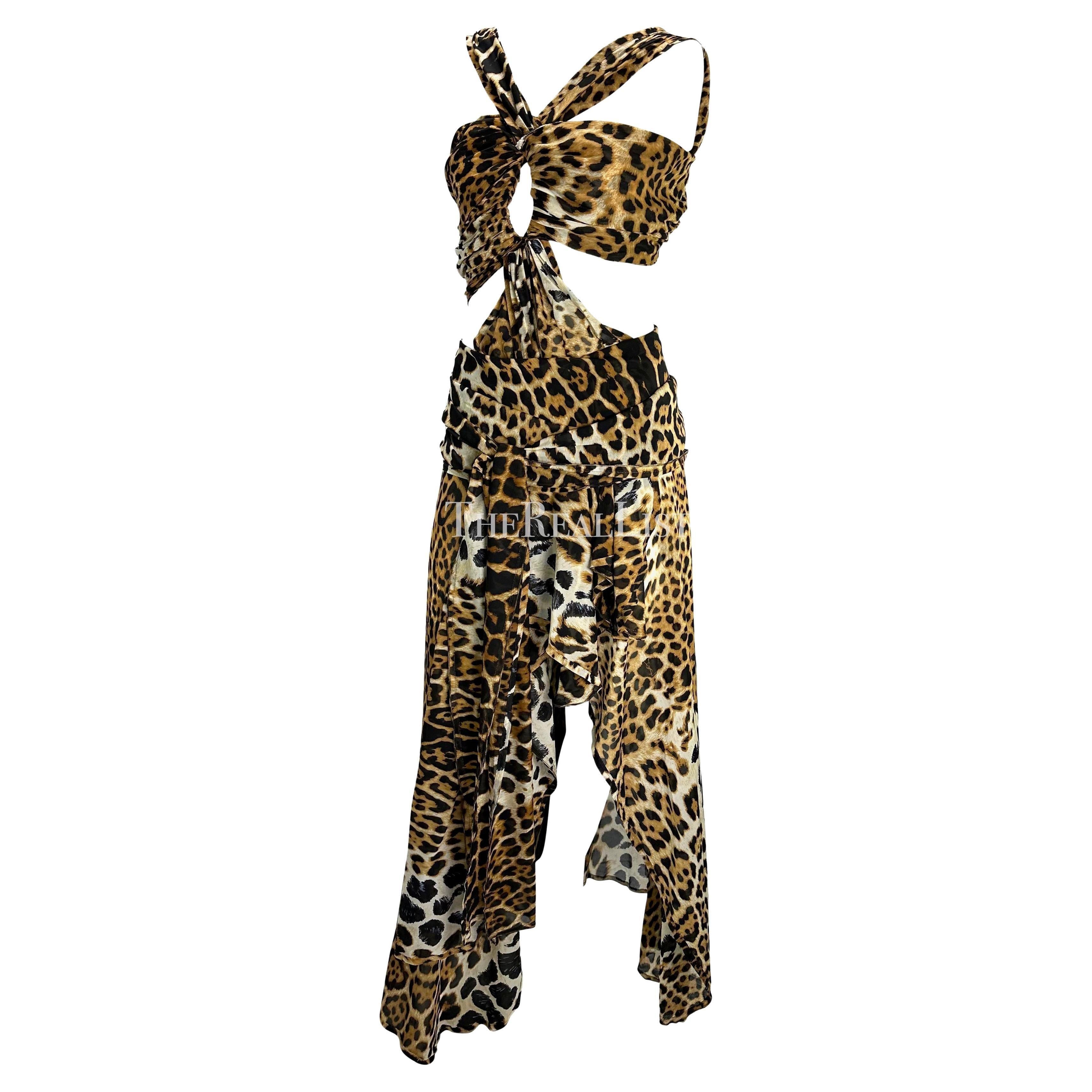 F/S 2002 Yves Saint Laurent by Tom Ford Laufsteg Jaguar Print Chiffon-Wickelkleid im Angebot 3