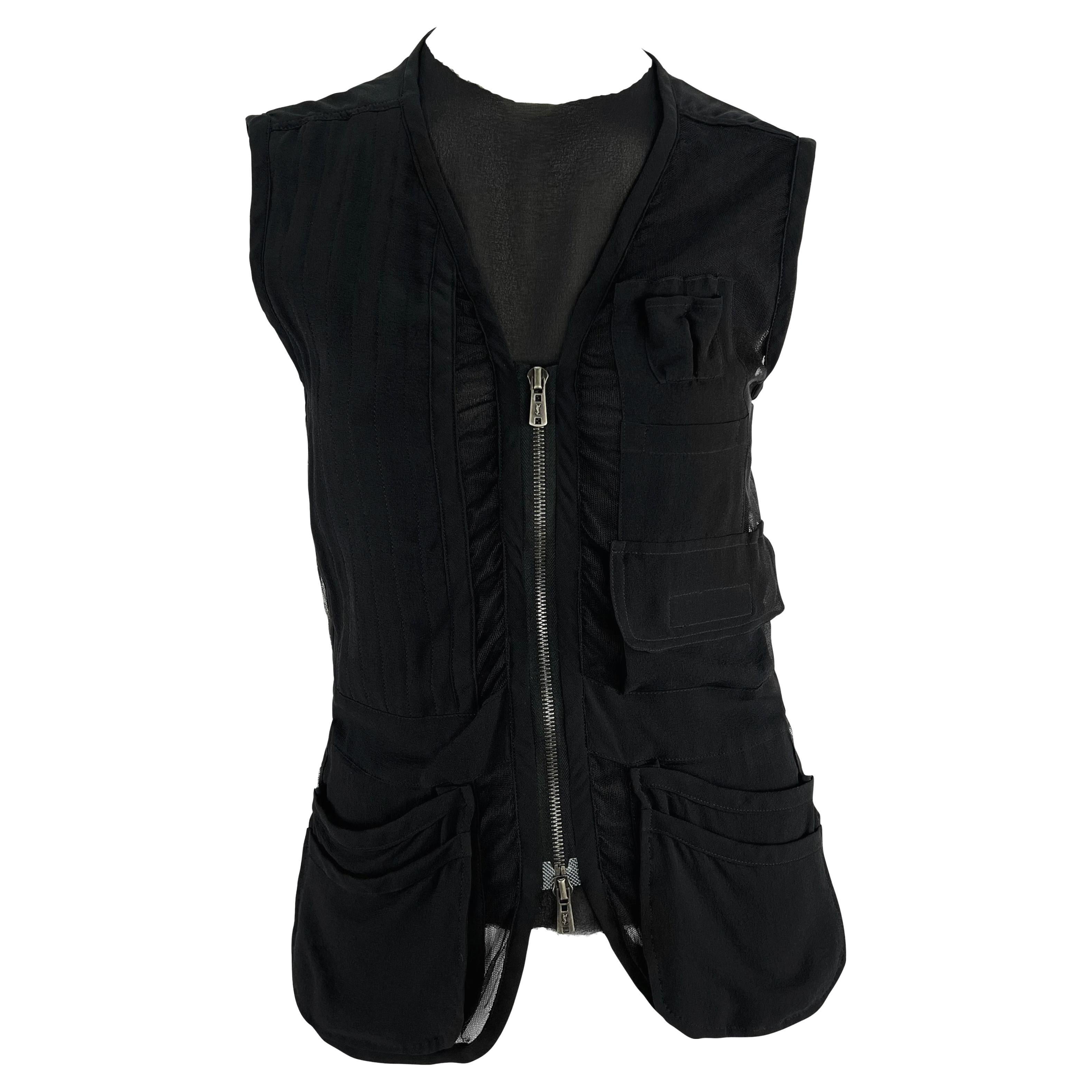 P/E 2002 Yves Saint Laurent by Tom Ford Set di gilet neri trasparenti per la passerella in vendita