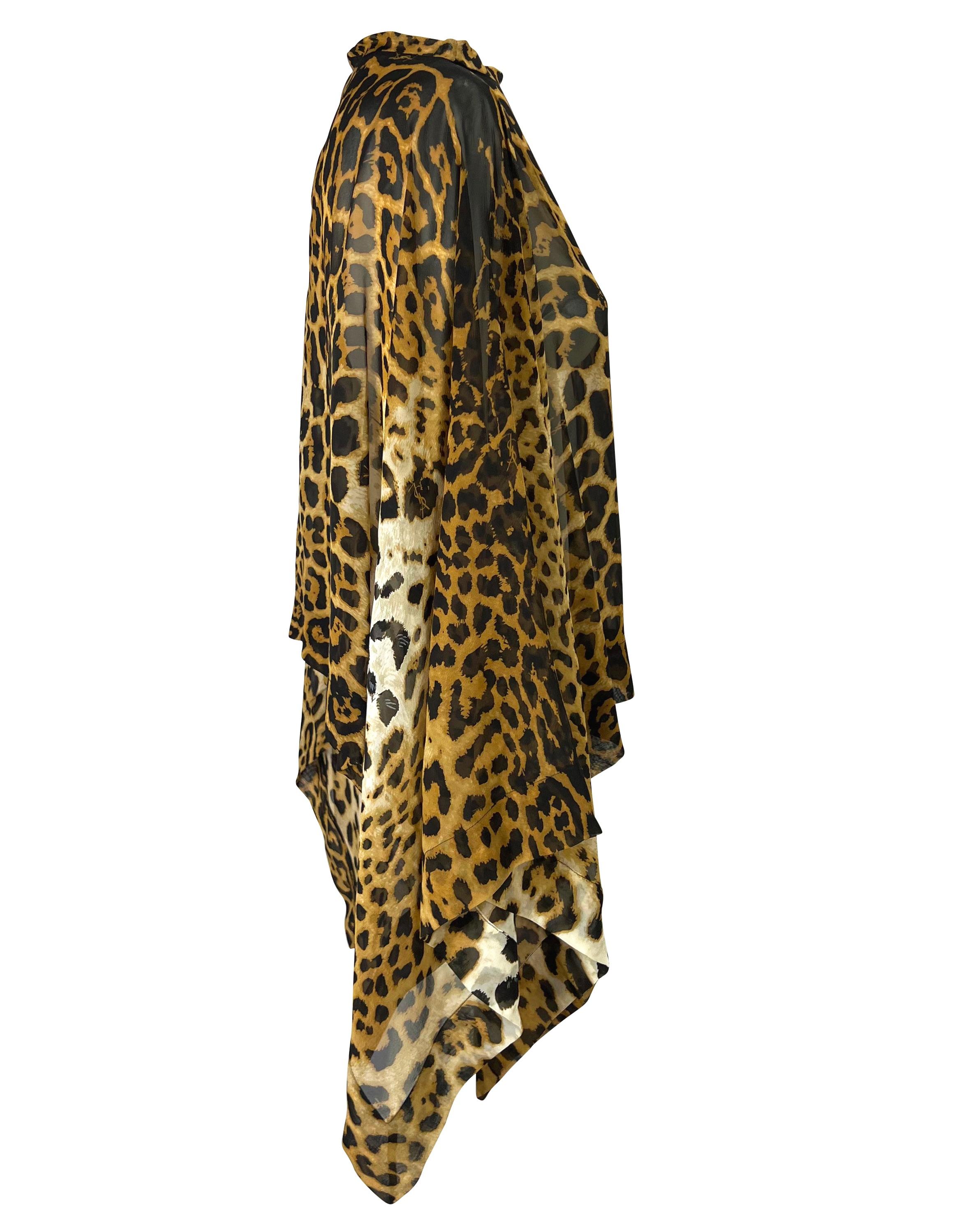 F/S 2002 Yves Saint Laurent by Tom Ford Safari Cheetah Print Transparenter Kaftan Kurz Damen im Angebot