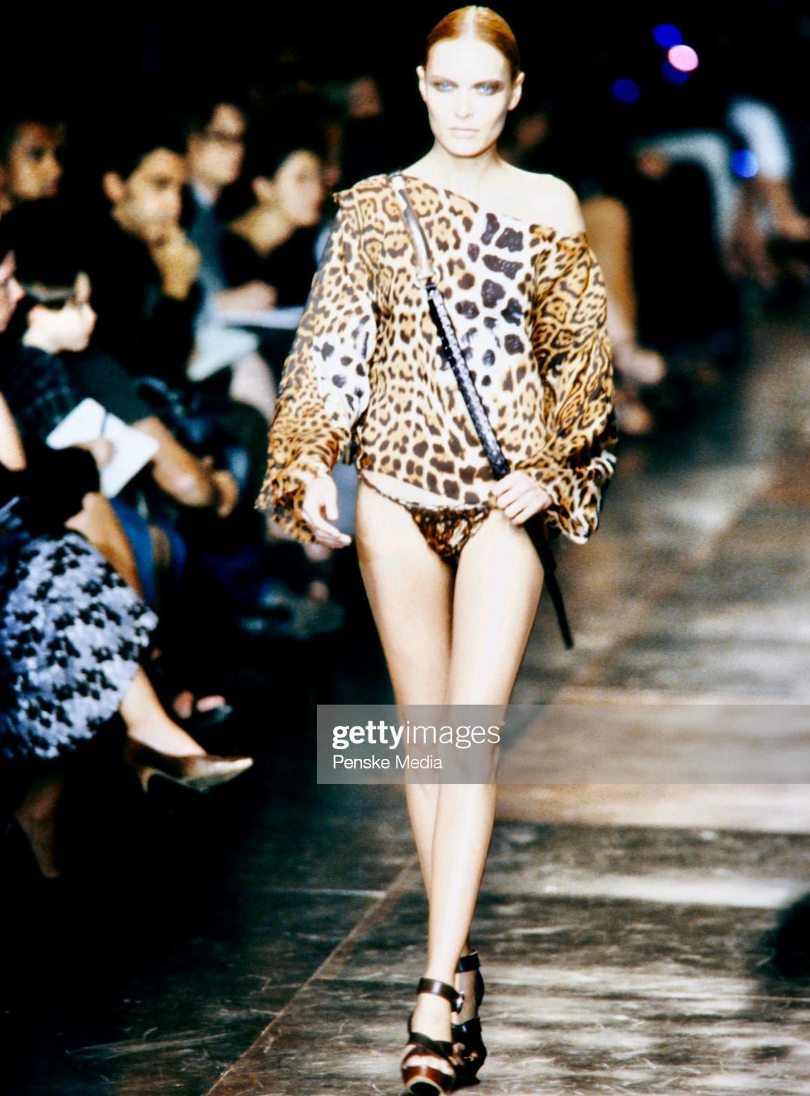 S/S 2002 Yves Saint Laurent by Tom Ford Safari Cheetah Print Sheer Silk Top For Sale 1
