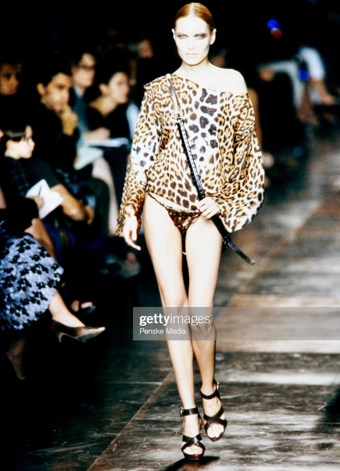 S/S 2002 Yves Saint Laurent by Tom Ford Safari Cheetah Print Sheer Silk Top For Sale 3