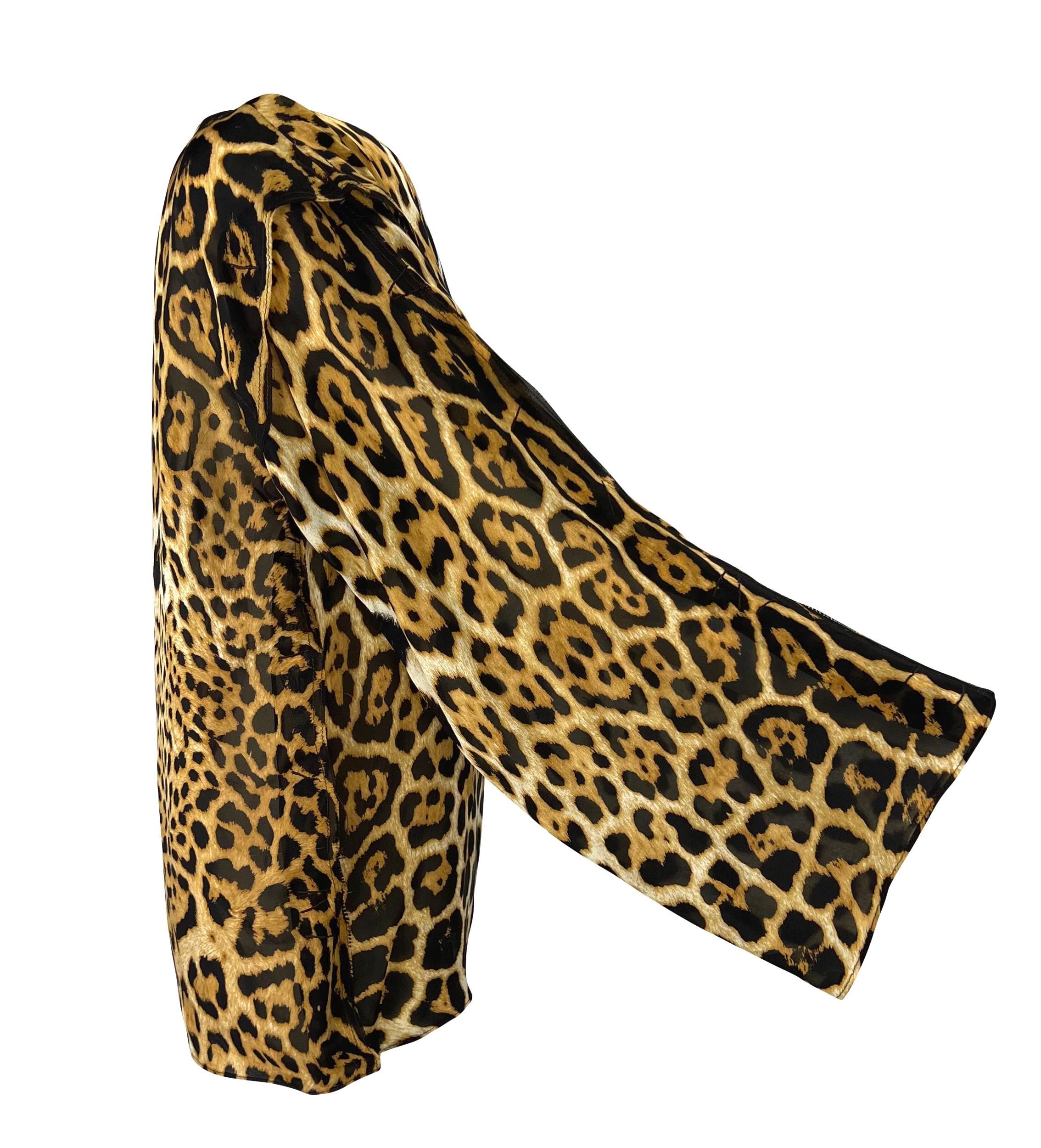 S/S 2002 Yves Saint Laurent by Tom Ford Safari Cheetah Print Sheer Silk Top For Sale 2